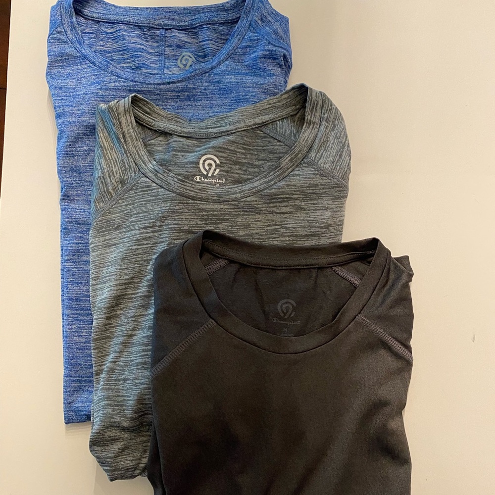 3 champion Men’s workout shirts.